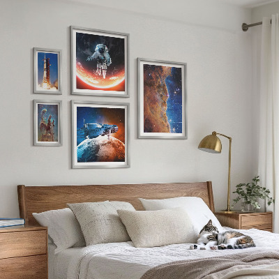 Set de 5 cuadros para salón Viajes espaciales por la galaxia