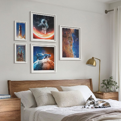 Set de 5 cuadros para salón Viajes espaciales por la galaxia