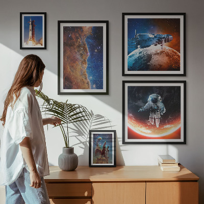 Set de 5 cuadros para salón Viajes espaciales por la galaxia