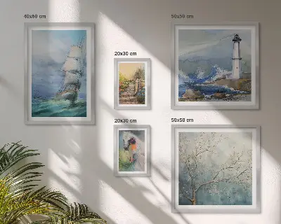 Conjunto de cuadros decorativos con motivos de aventuras y paisajes marinos