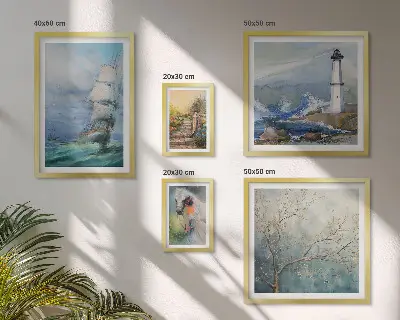 Conjunto de cuadros decorativos con motivos de aventuras y paisajes marinos