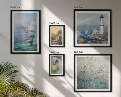 Conjunto de cuadros decorativos con motivos de aventuras y paisajes marinos