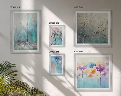Set de 5 cuadros decorativos para salón con diseño floral de paisajes abstractos