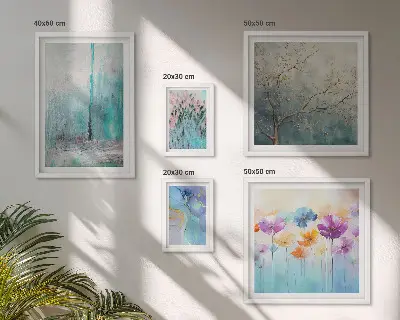 Set de 5 cuadros decorativos para salón con diseño floral de paisajes abstractos