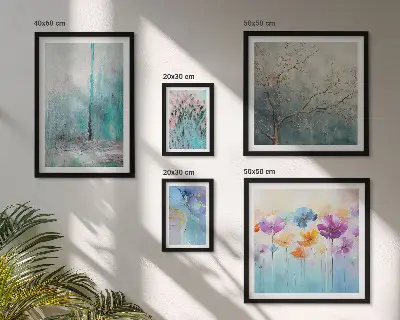 Set de 5 cuadros decorativos para salón con diseño floral de paisajes abstractos