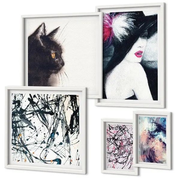 Retratos abstractos con estilo de pared para galería de arte