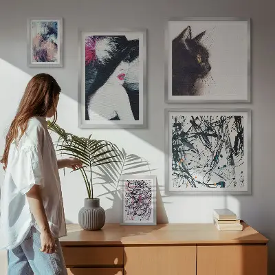 Retratos abstractos con estilo de pared para galería de arte