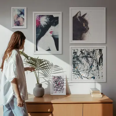 Retratos abstractos con estilo de pared para galería de arte