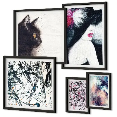 Retratos abstractos con estilo de pared para galería de arte