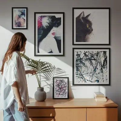Retratos abstractos con estilo de pared para galería de arte