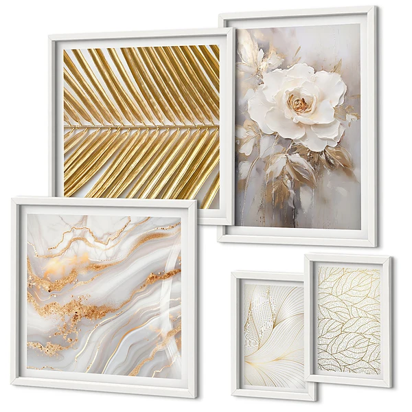 Conjunto de cuadros decorativos con elegantes motivos florales
