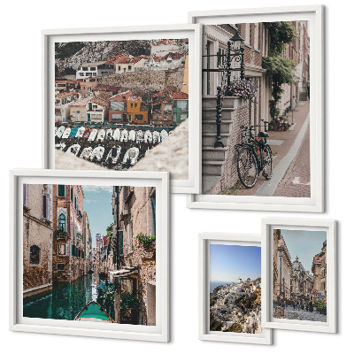 Set de 5 cuadros para salón Encantadoras calles europeas