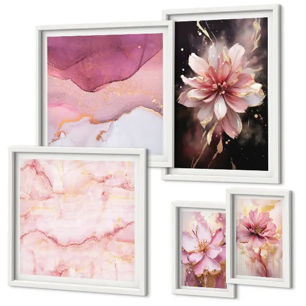 Conjunto de cuadros decorativos con diseño de arreglos florales de rosas