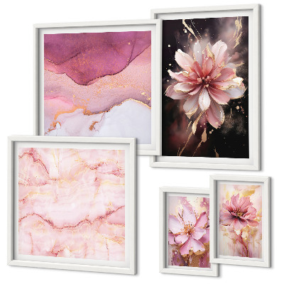 Conjunto de cuadros decorativos arreglos florales rosas