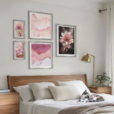 Conjunto de cuadros decorativos con diseño de arreglos florales de rosas