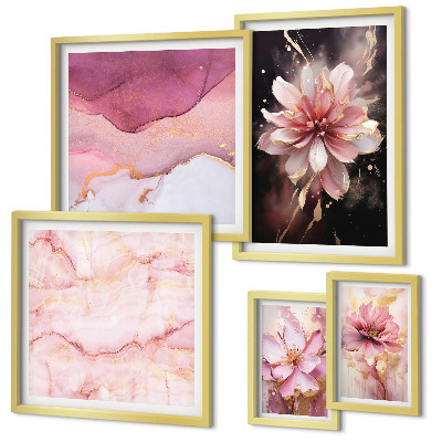 Conjunto de cuadros decorativos arreglos florales rosas