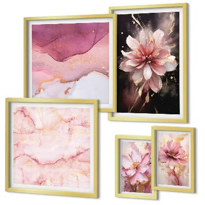 Conjunto de cuadros decorativos con diseño de arreglos florales de rosas