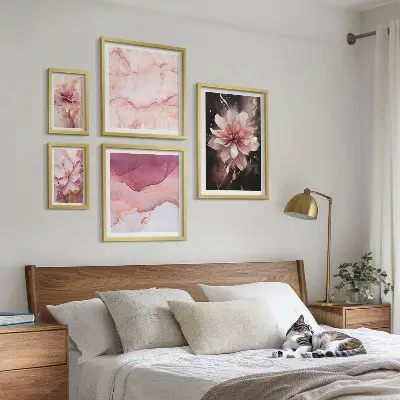 Conjunto de cuadros decorativos con diseño de arreglos florales de rosas