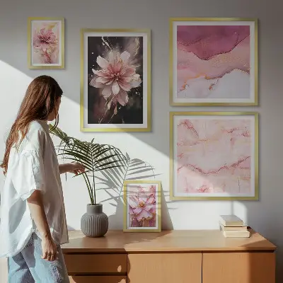 Conjunto de cuadros decorativos con diseño de arreglos florales de rosas