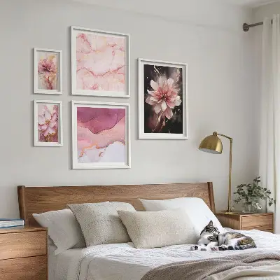 Conjunto de cuadros decorativos con diseño de arreglos florales de rosas