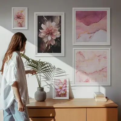 Conjunto de cuadros decorativos con diseño de arreglos florales de rosas