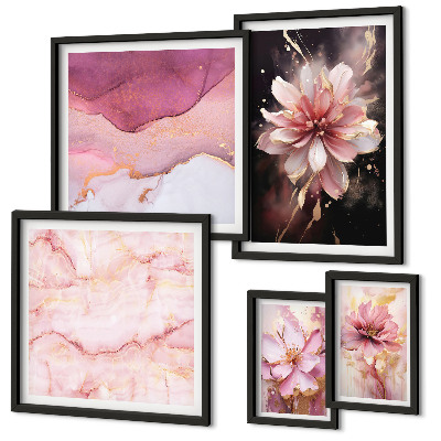 Conjunto de cuadros decorativos arreglos florales rosas