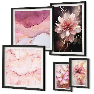 Conjunto de cuadros decorativos con diseño de arreglos florales de rosas