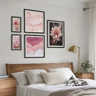 Conjunto de cuadros decorativos con diseño de arreglos florales de rosas