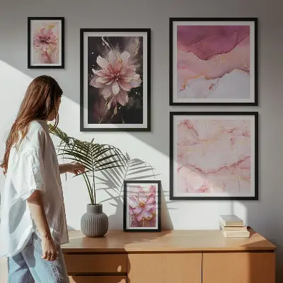 Conjunto de cuadros decorativos con diseño de arreglos florales de rosas