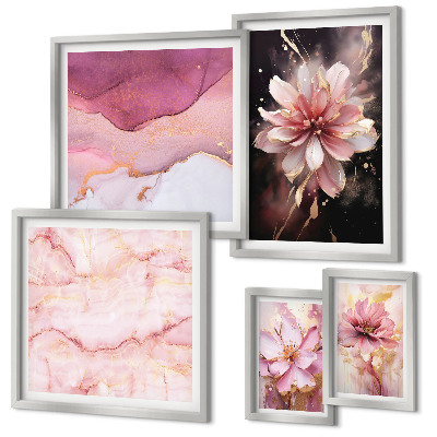 Conjunto de cuadros decorativos arreglos florales rosas