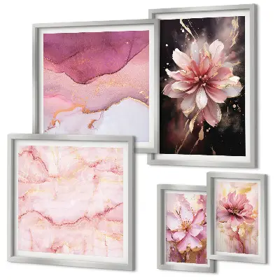 Conjunto de cuadros decorativos con diseño de arreglos florales de rosas