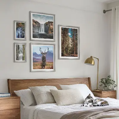 Conjunto de cuadros decorativos con paisajes de cascadas y naturaleza