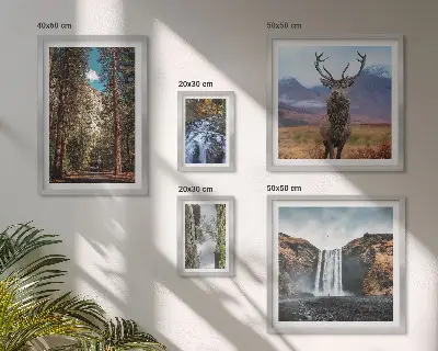 Conjunto de cuadros decorativos con paisajes de cascadas y naturaleza