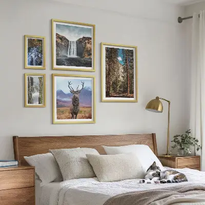 Conjunto de cuadros decorativos con paisajes de cascadas y naturaleza