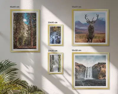 Conjunto de cuadros decorativos con paisajes de cascadas y naturaleza