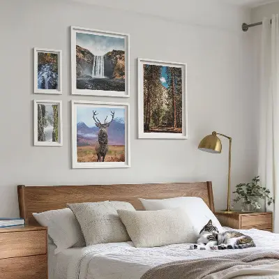 Conjunto de cuadros decorativos con paisajes de cascadas y naturaleza