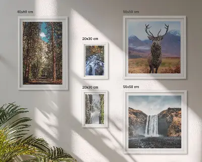 Conjunto de cuadros decorativos con paisajes de cascadas y naturaleza