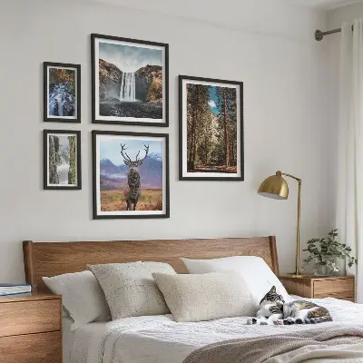 Conjunto de cuadros decorativos con paisajes de cascadas y naturaleza