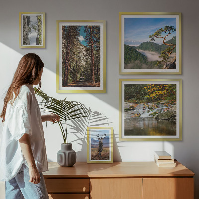 Set de 5 cuadros para salón Paisajes de montaña y naturaleza salvaje
