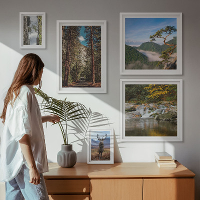 Set de 5 cuadros para salón Paisajes de montaña y naturaleza salvaje