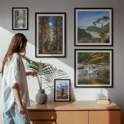 Set de 5 cuadros para salón Paisajes de montaña y naturaleza salvaje