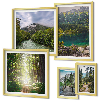 Pared galería de arte Paisajes de montaña y senderos forestales