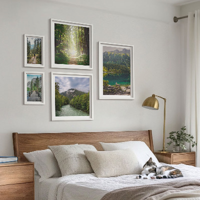 Pared galería de arte Paisajes de montaña y senderos forestales