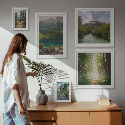 Pared galería de arte Paisajes de montaña y senderos forestales