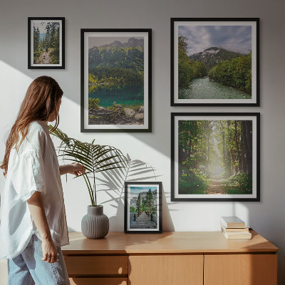 Pared galería de arte Paisajes de montaña y senderos forestales