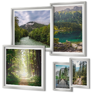 Pared galería de arte Paisajes de montaña y senderos forestales