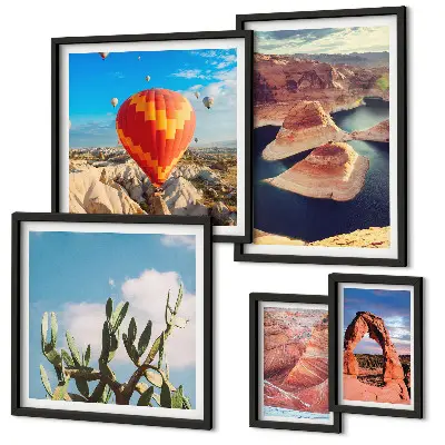 Conjunto de cuadros decorativos con paisajes de montaña y aguas