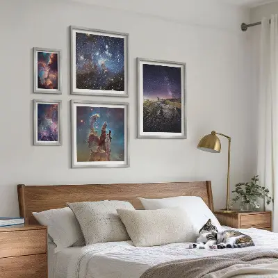 Set de 5 cuadros para salón con diseño de paisajes cósmicos de galaxias