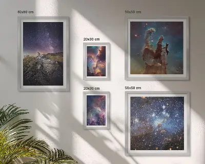 Set de 5 cuadros para salón con diseño de paisajes cósmicos de galaxias