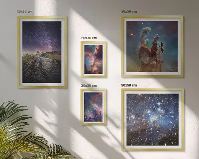 Set de 5 cuadros para salón con diseño de paisajes cósmicos de galaxias
